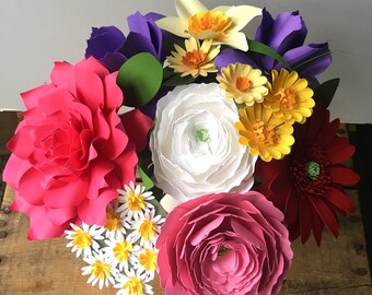 Paper Flower Bouquet Etsy - multicolor paper flower bouquet first anniversary gift paper anniversary